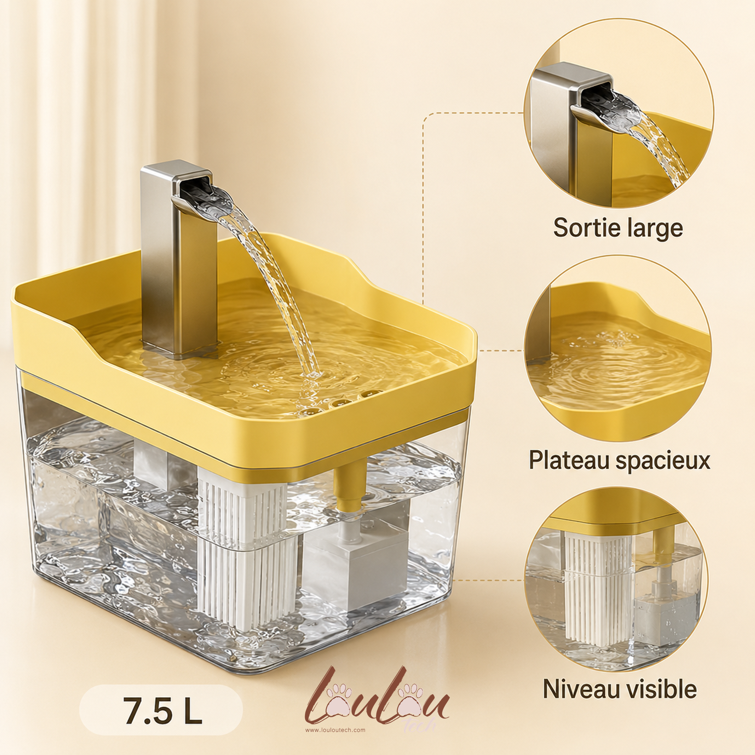 Fontaine à eau automatique silencieuse pour chats et chiens
