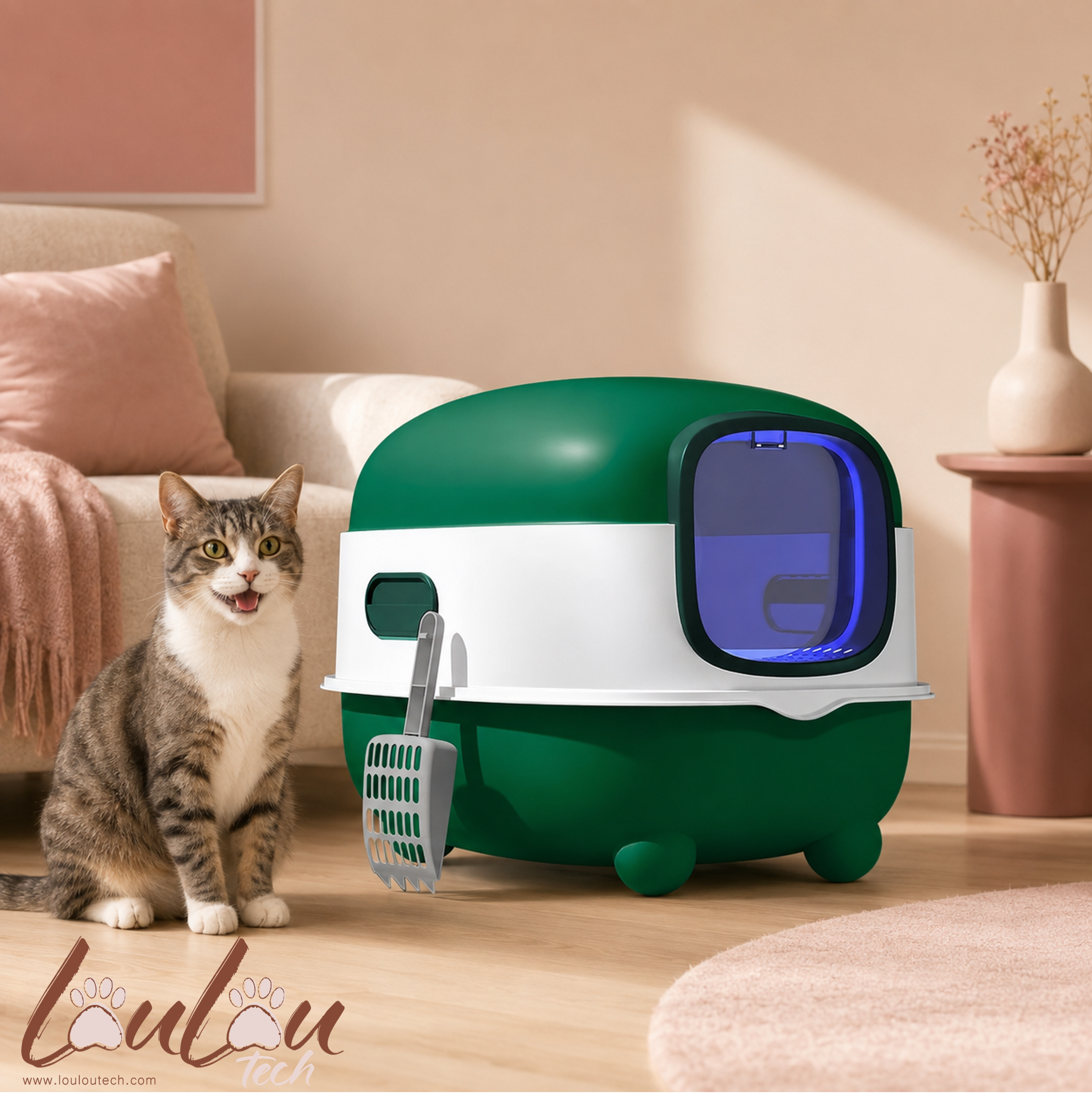 Maison de Toilette Transformable pour Chat avec Pelle