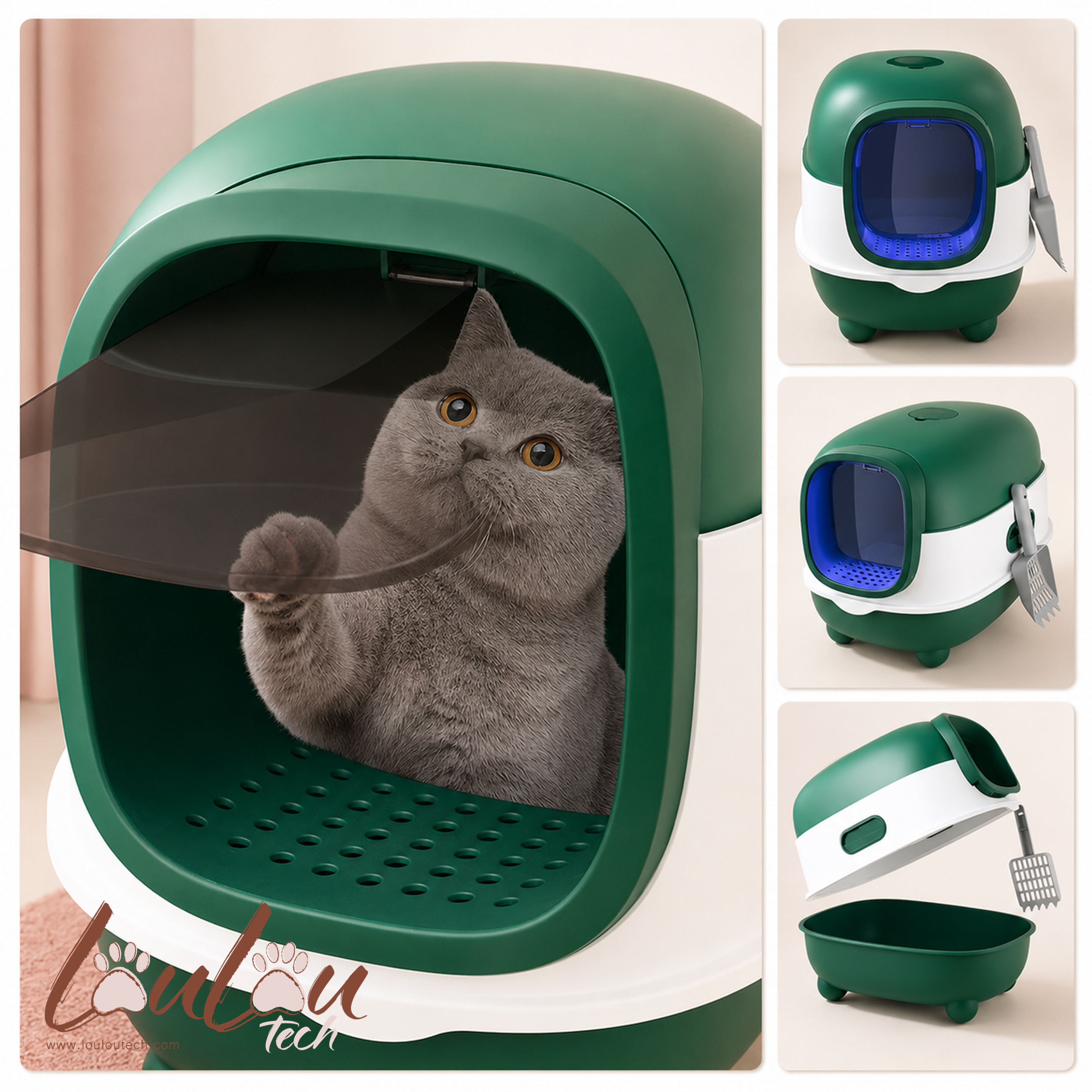 Maison de Toilette Transformable pour Chat avec Pelle
