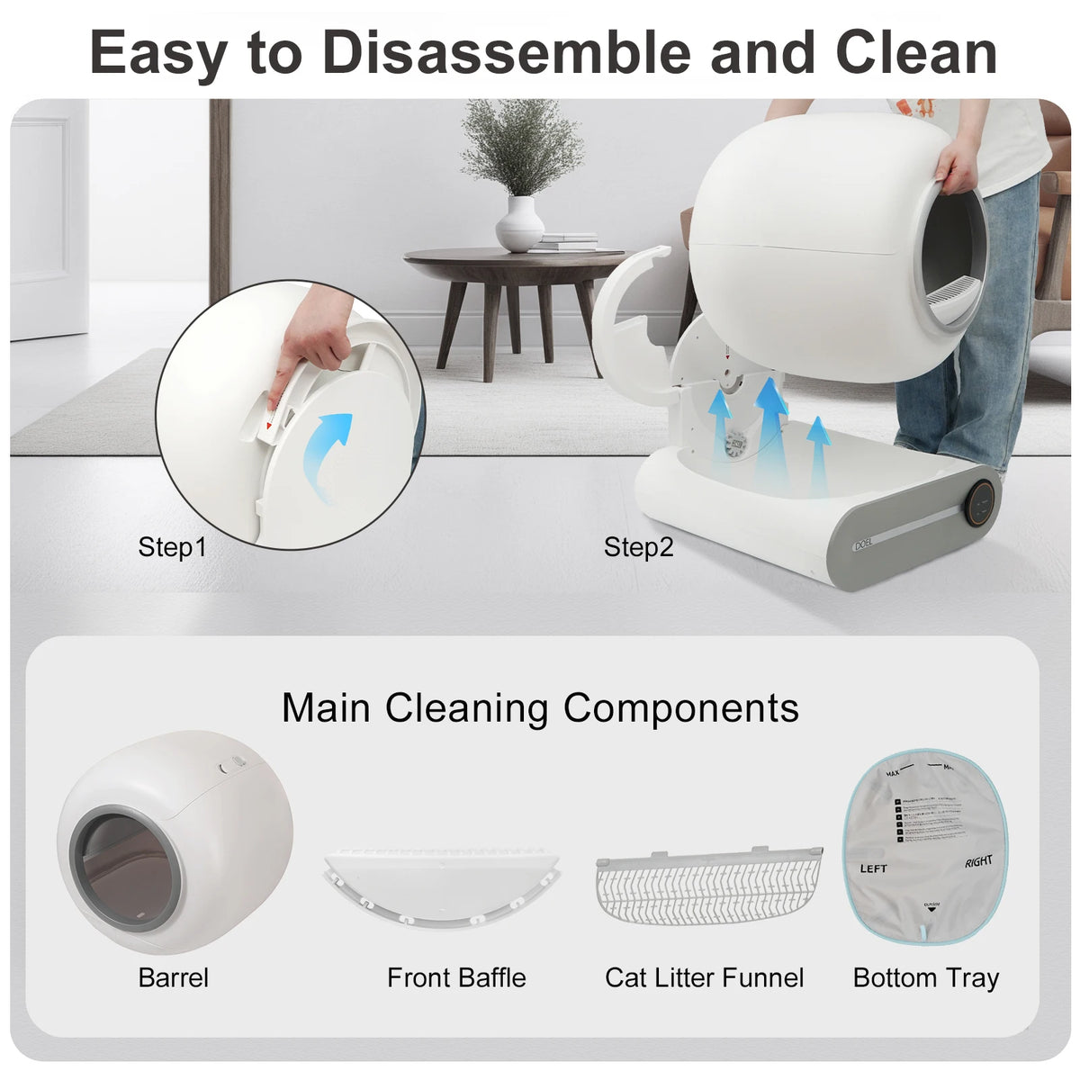 DOEL 65 L Smart Self-Cleaning Litter Box – App Control, Odor Control, Large Capacity