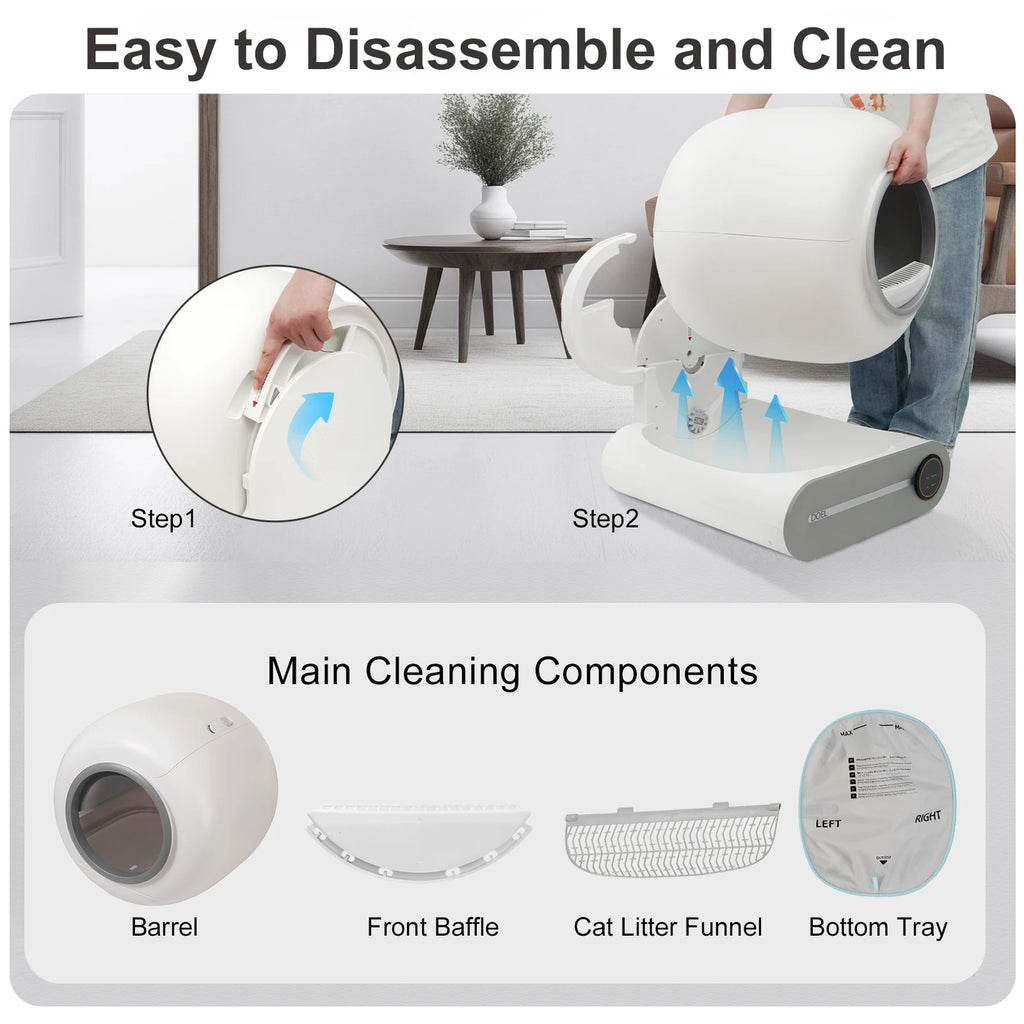 DOEL 65 L Smart Self-Cleaning Litter Box – App Control, Odor Control, Large Capacity