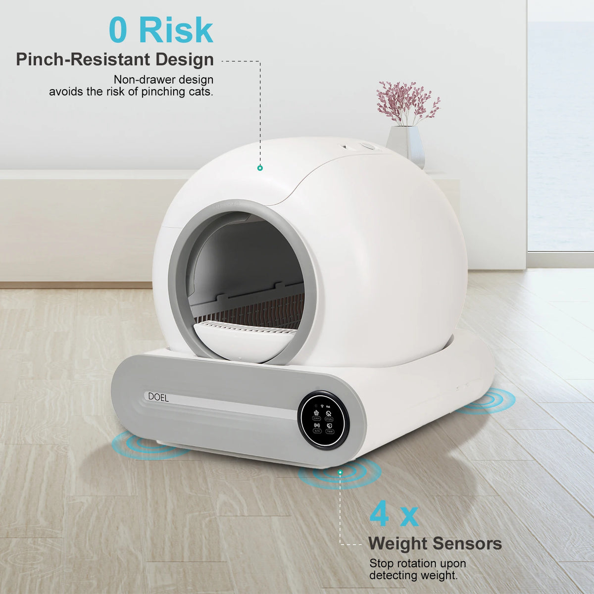 DOEL 65 L Smart Self-Cleaning Litter Box – App Control, Odor Control, Large Capacity