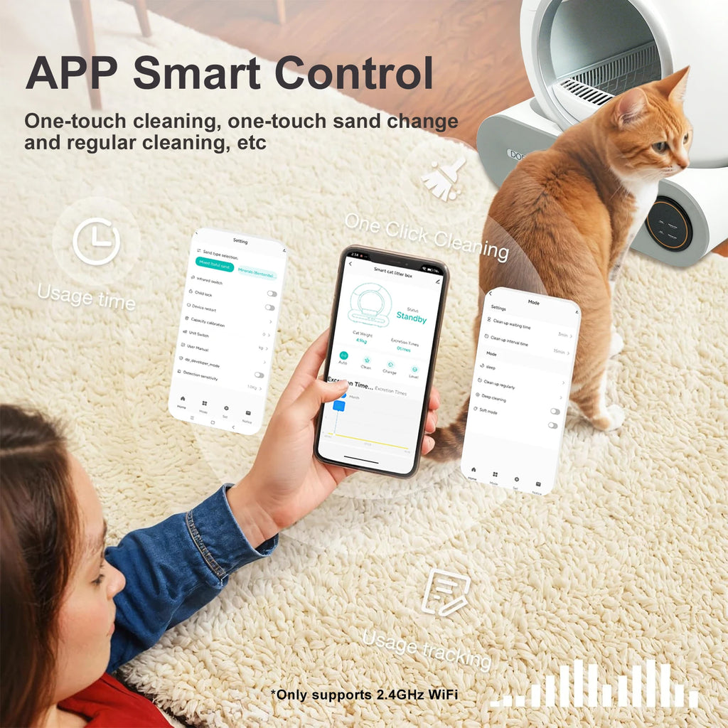 DOEL 65 L Smart Self-Cleaning Litter Box – App Control, Odor Control, Large Capacity