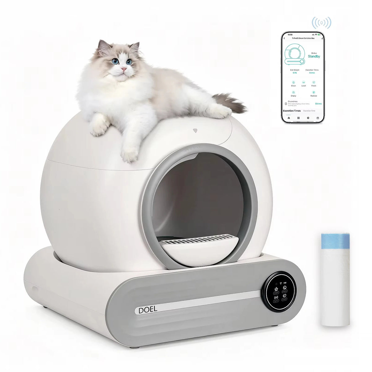 DOEL 65 L Smart Self-Cleaning Litter Box – App Control, Odor Control, Large Capacity