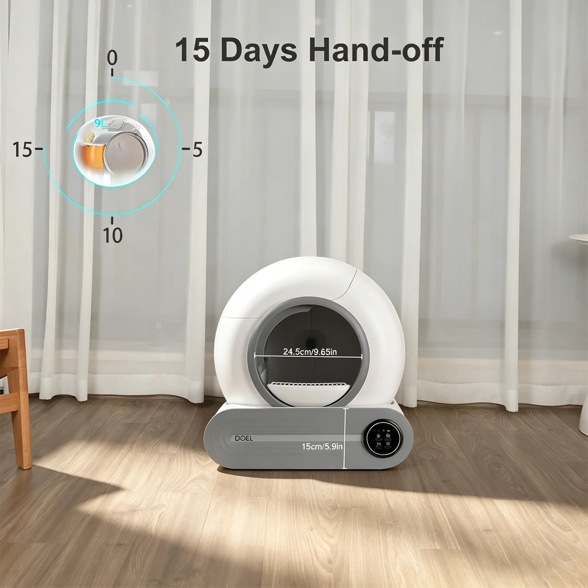 DOEL 65 L Smart Self-Cleaning Litter Box – App Control, Odor Control, Large Capacity