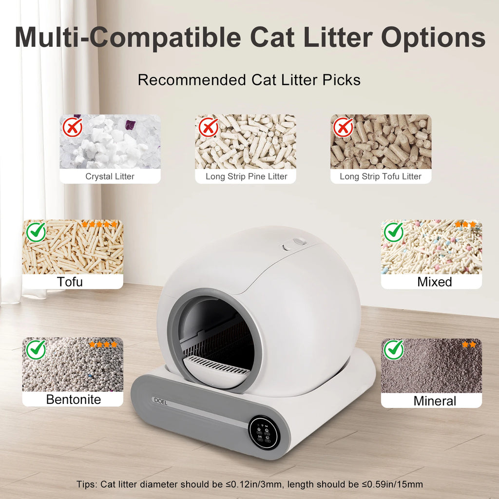 DOEL 65 L Smart Self-Cleaning Litter Box – App Control, Odor Control, Large Capacity