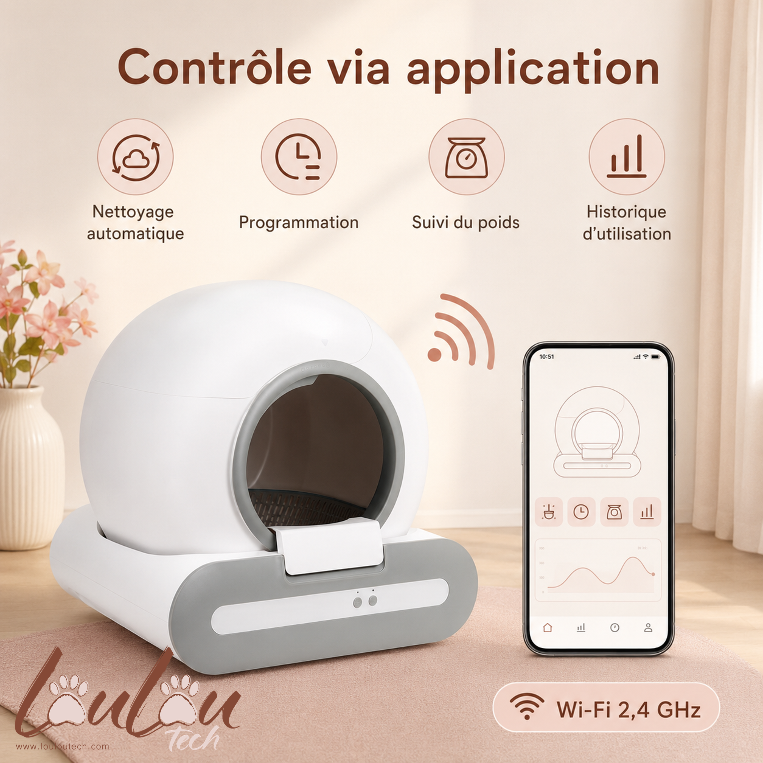 Maison de Toilette Intelligente et Autonettoyante DOEL T25 avec Contrôle par Application