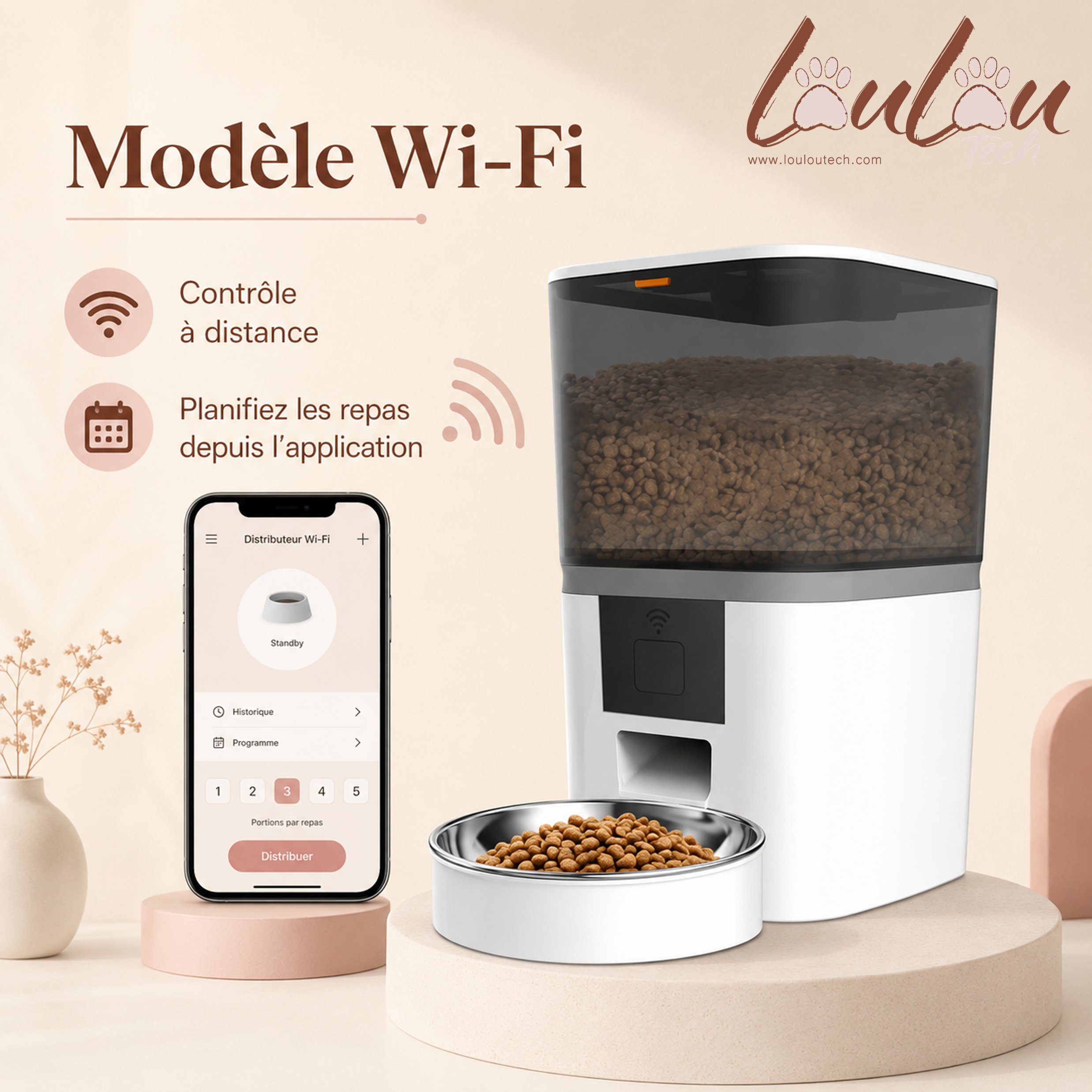 Distributeur automatique 4 L avec caméra et gamelle en inox