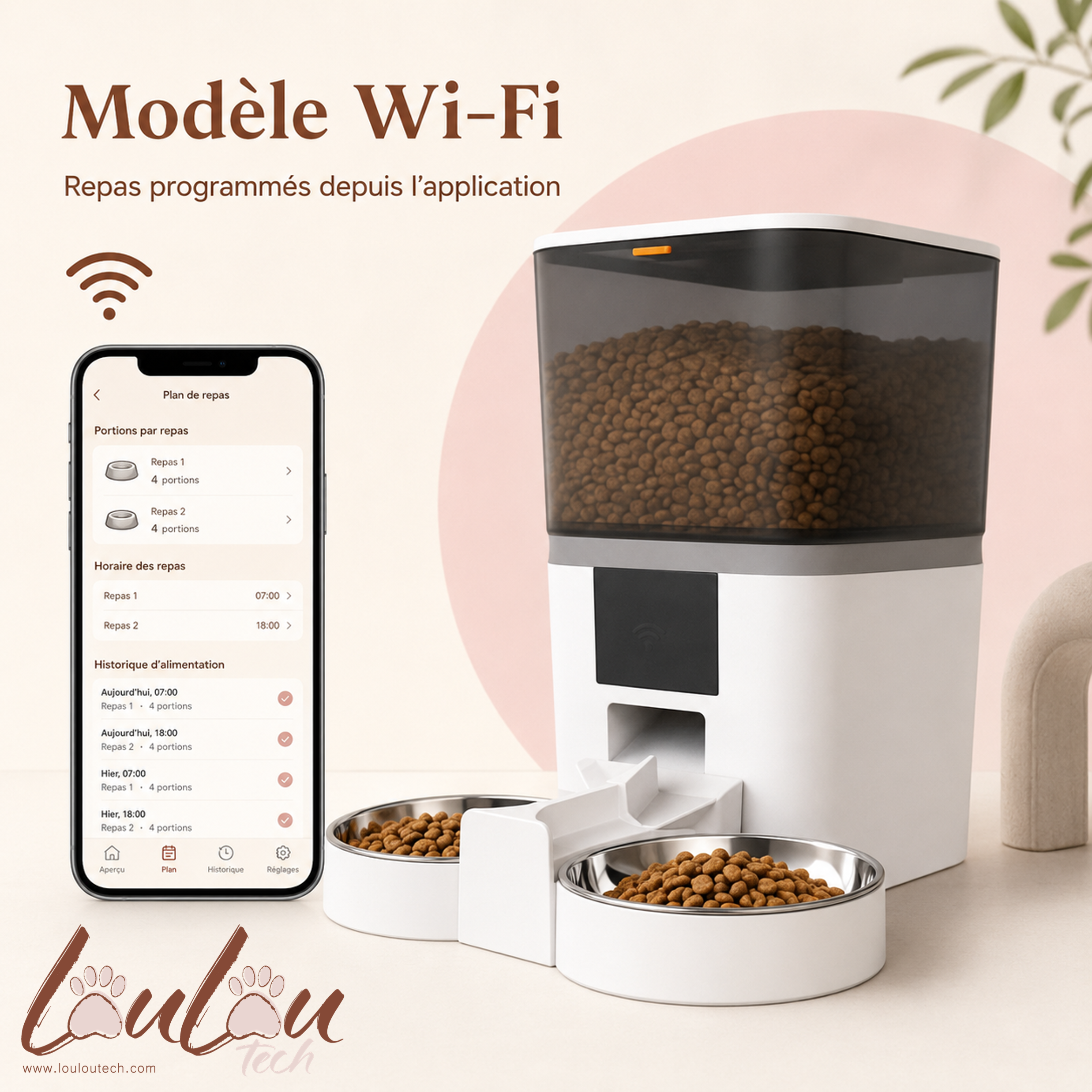 Distributeur automatique 4 L avec caméra et gamelle en inox