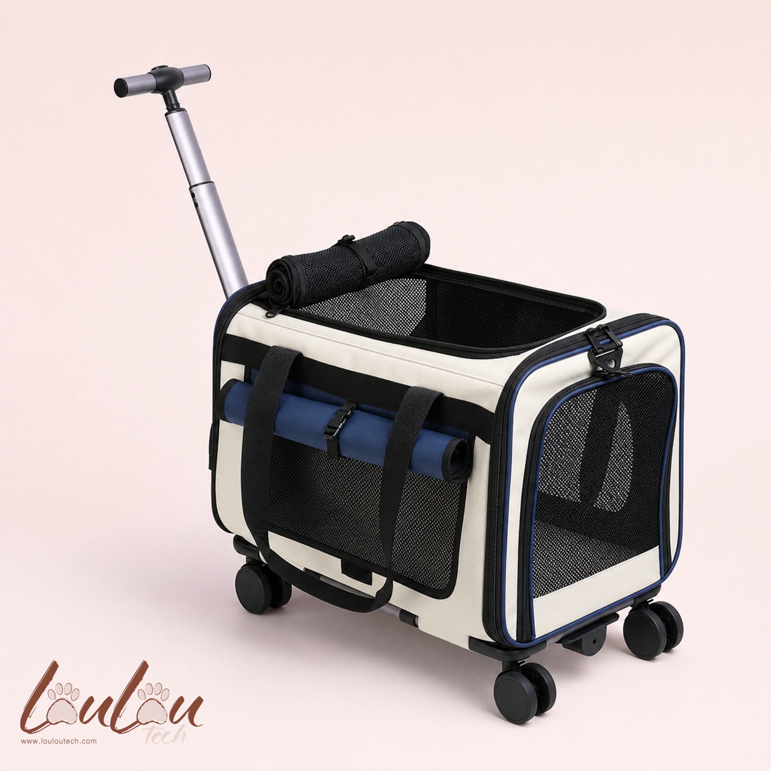 Sac de transport à roulettes pliable pour animaux