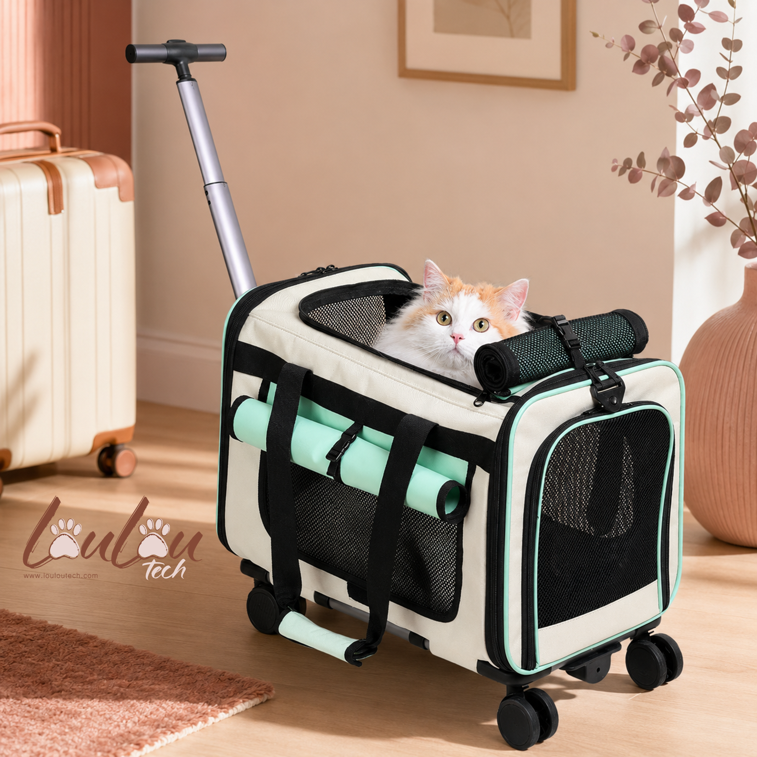Sac de transport à roulettes pliable pour animaux