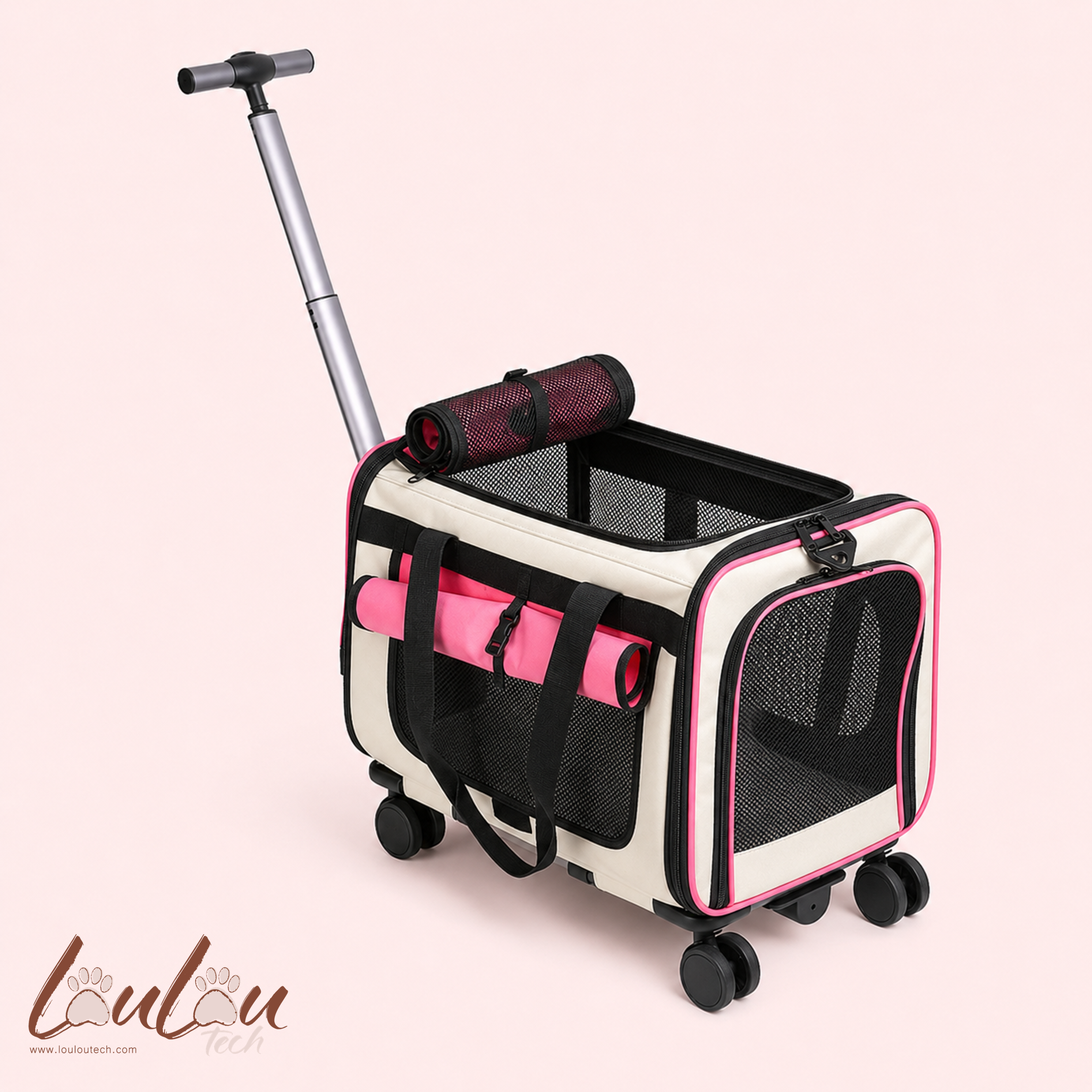 Sac de transport à roulettes pliable pour animaux